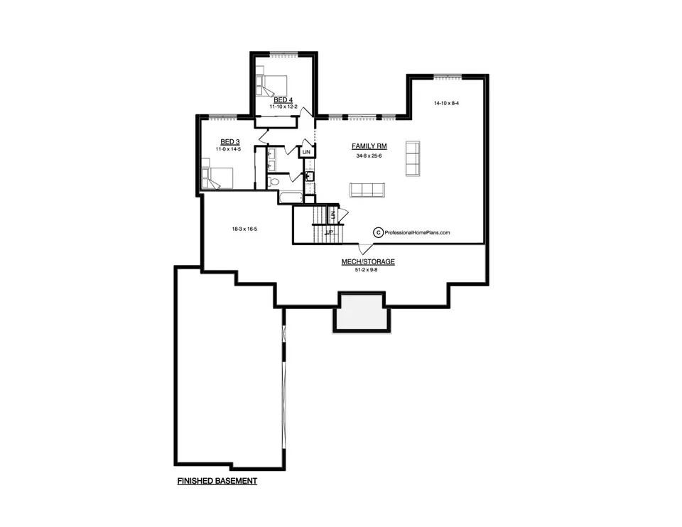 The Siena (Parade Version) optional basement floor plan